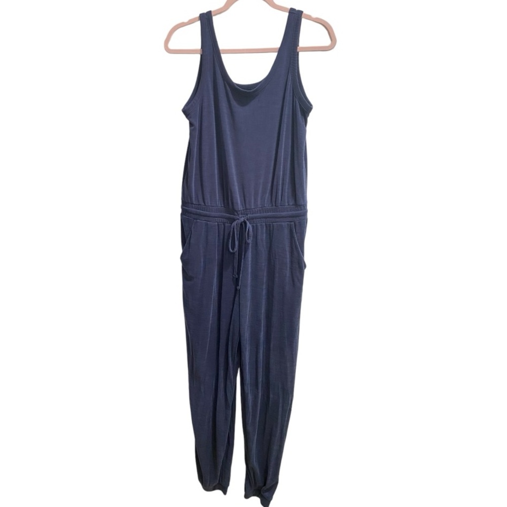 Rachel Zoe Ribbed Sleeveless Jumpsuit, size Medium, Navy Blue, EUC